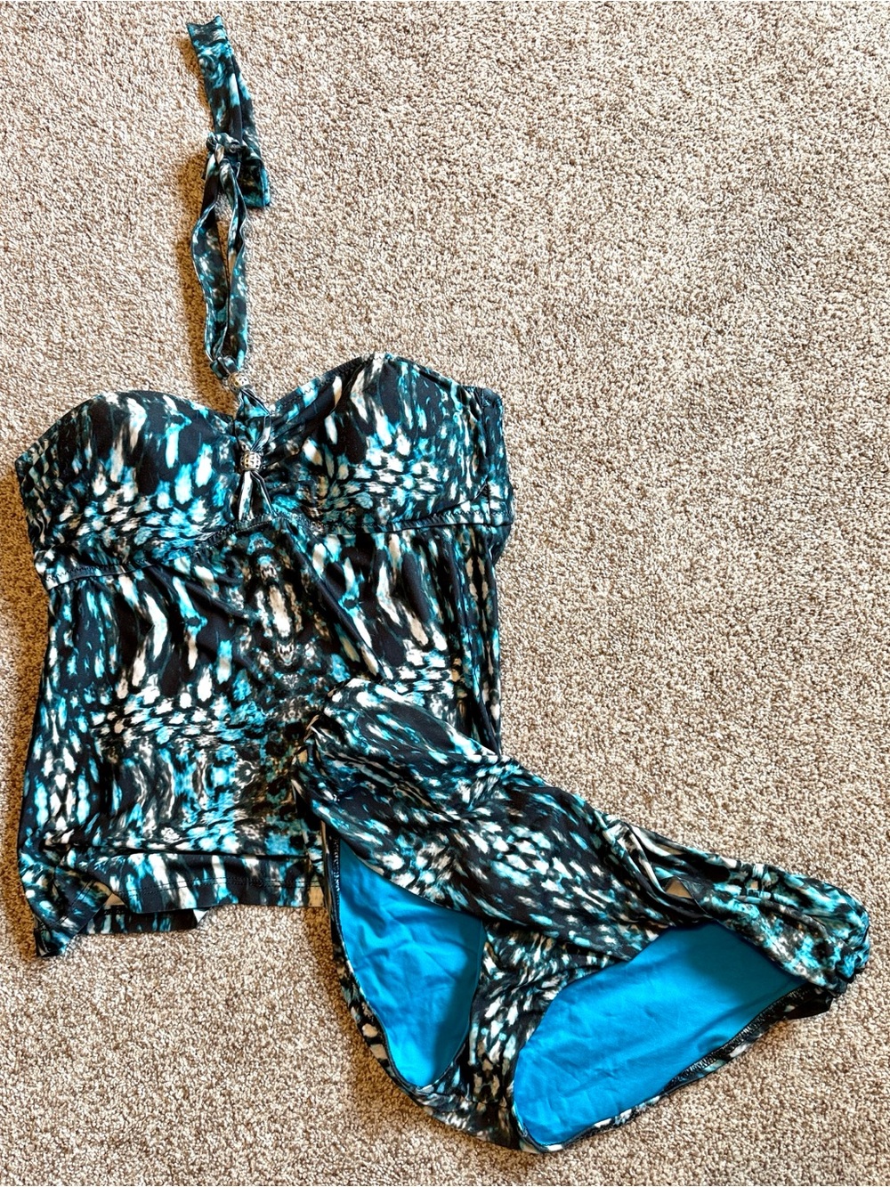 BECCA Blue and Black Patterned Women’s Tankini Set